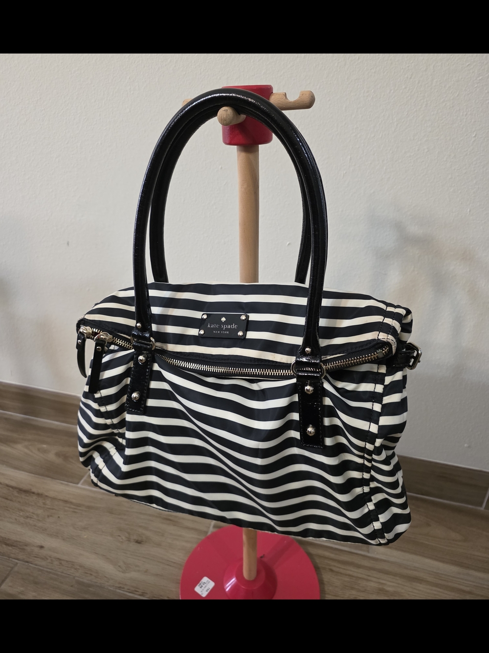 kate spade Black & White Striped Satchel